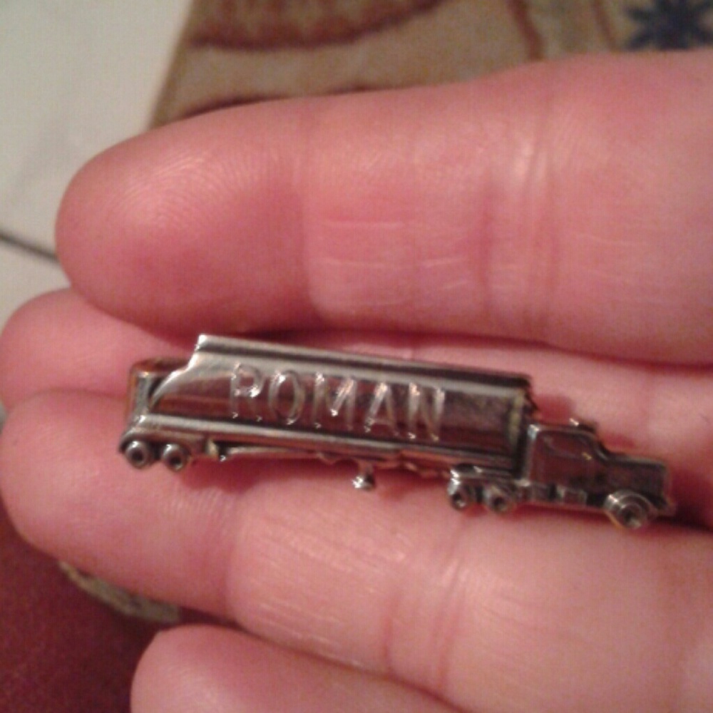Vintage Semi truck ROMAN tie bar clasp